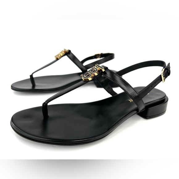 BURBERRY Emily TB Logo Slingback Thong Monogram Leather Sandal EU 36 - US 6 - Picture 2 of 14